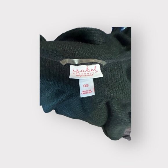 Women’s Isabel Maternity Black Knit Poncho with Armholes OS Plus - Picture 2 of 10